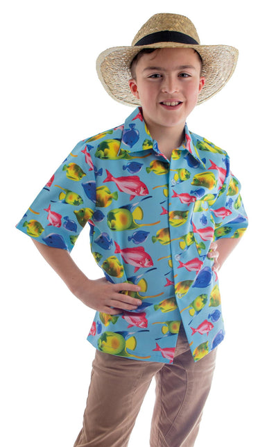 Funny Fashion Hawaii shirt Daan met vis print kinderen