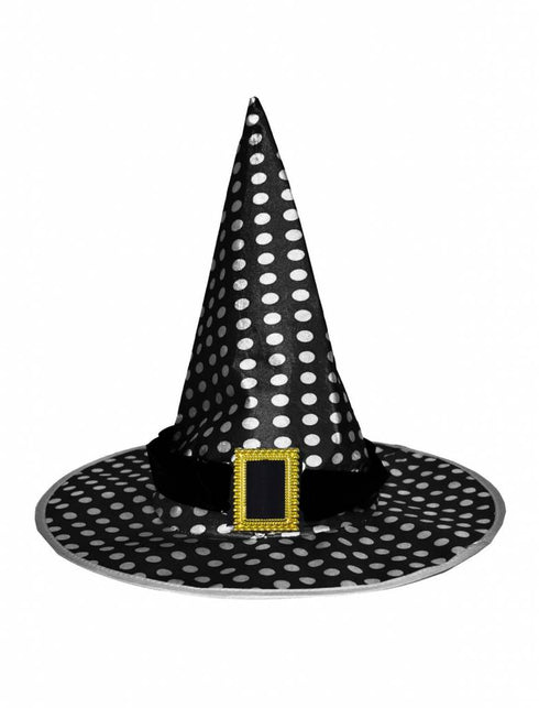 Funny Fashion Heksen hoed zwart met stippen
