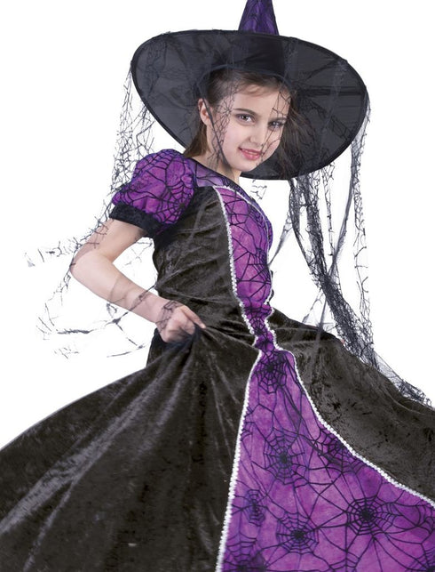 Funny Fashion Heksen pak purple spider meisje