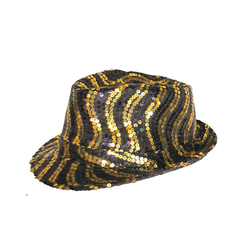 Funny Fashion Kojak hoed met goud zwarte pailleten