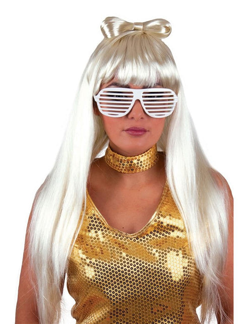 Funny Fashion Lady Go go Pruik met strik wit