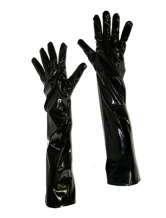 Funny Fashion Lak handschoenen zwart  50cm