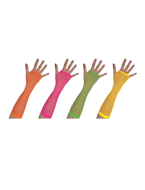 Funny Fashion Lange vingerloze nethandschoenen neon groen