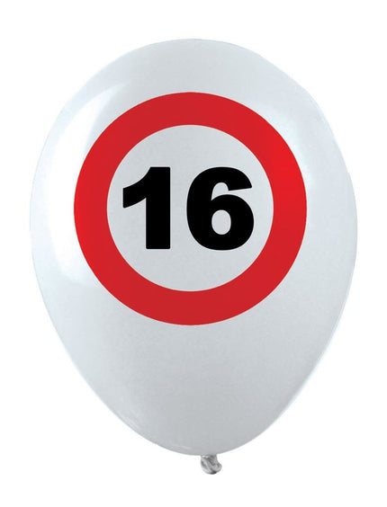 Funny Fashion Leeftijd ballonnen 16 jaar opdruk verkeersbord