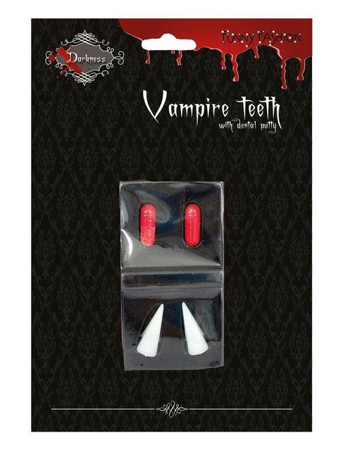 Funny Fashion Nep vampier tanden met bloedcapsules