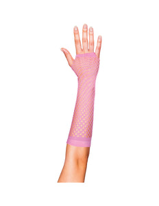 Funny Fashion Net handschoenen lang roze