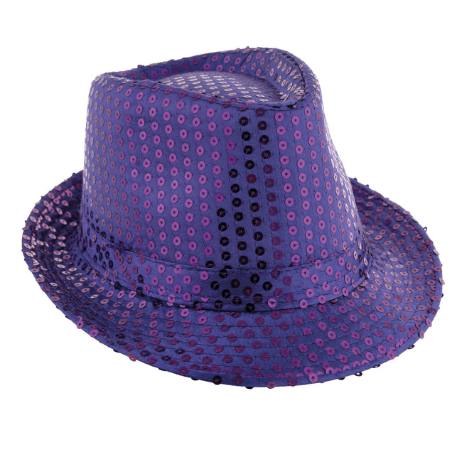 Funny Fashion Paars gleufhoed met pailletten