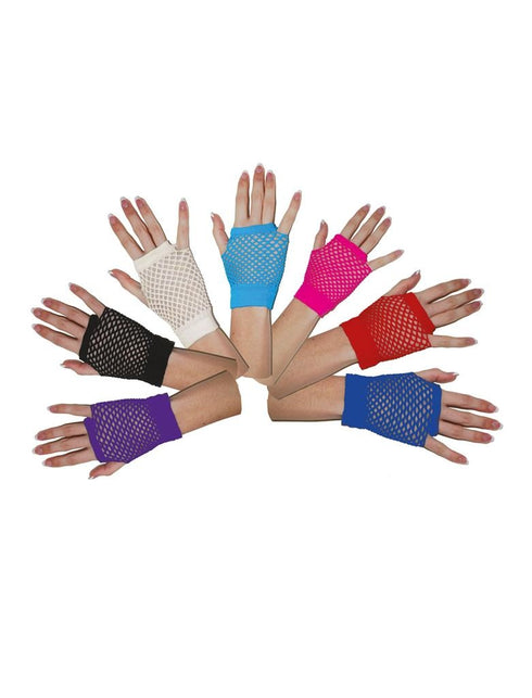 Funny Fashion Paarse visnet handschoenen kort model