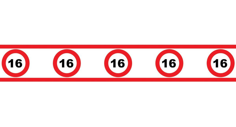 Funny Fashion Party tape 16 jaar met verkeersborden 610x8cm