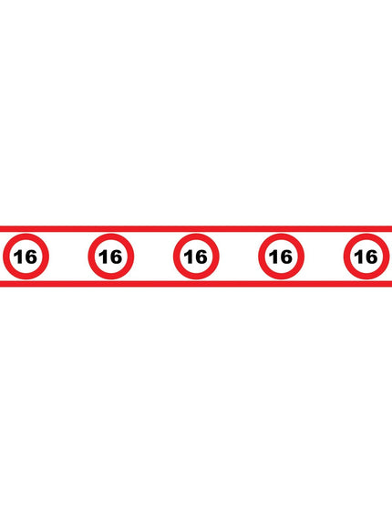 Funny Fashion Party tape 16 jaar met verkeersborden 610x8cm