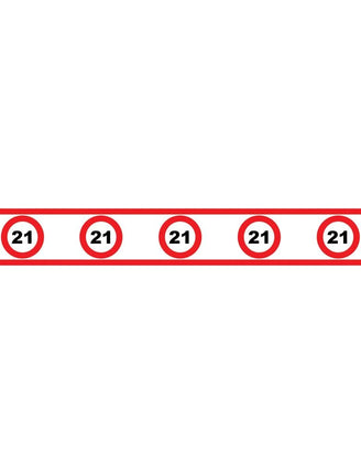 Funny Fashion Party tape 21 jaar met verkeersborden 610x8cm