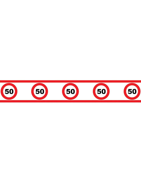 Funny Fashion Party tape 50 jaar met verkeersborden 610x8cm