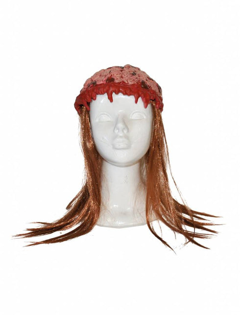 Funny Fashion Pruik met nep hersenen