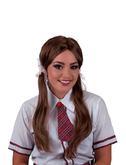 Funny Fashion Pruik schoolmeisje Vivian bruin