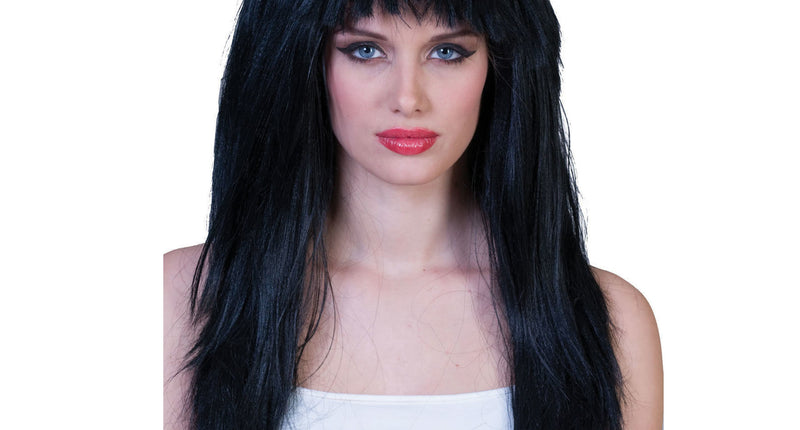 Funny Fashion Pruik Vivian zwart lang haar met pony