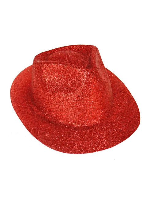 Funny Fashion Rode gleufhoed met glitters
