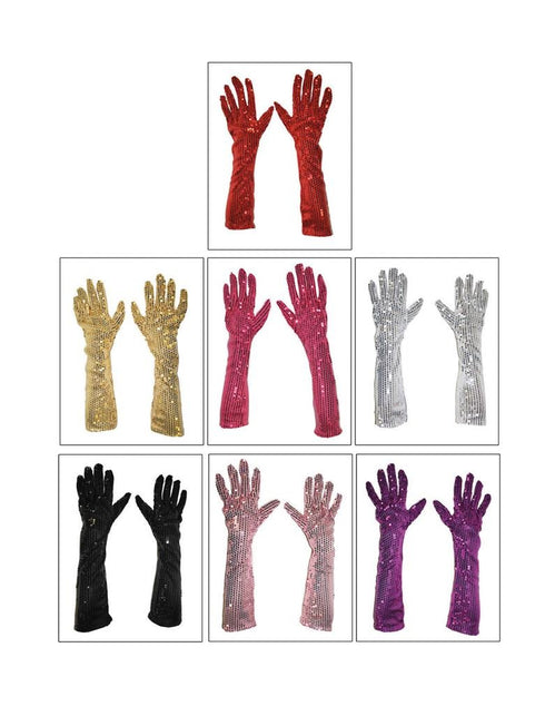 Funny Fashion Rode glitter handschoenen met pailletten 45cm