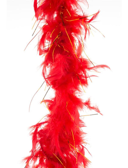 Funny Fashion Rode veren boa met gouden lurex draad 45gr