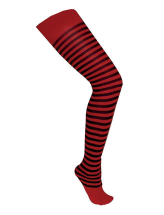 Funny Fashion Rood zwart gestreepte panty