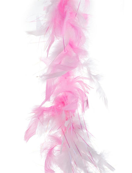 Funny Fashion Roze witte veren boa met roze lurex draad 45gr