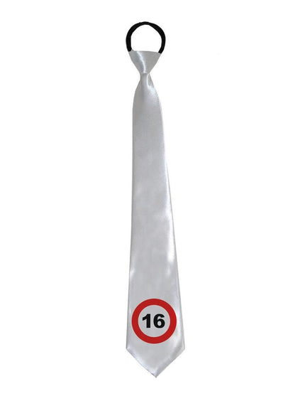 Funny Fashion Stropdas 16 jaar met verkeersbord