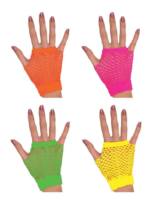Funny Fashion Vingerloze nethandschoenen Evi neon oranje