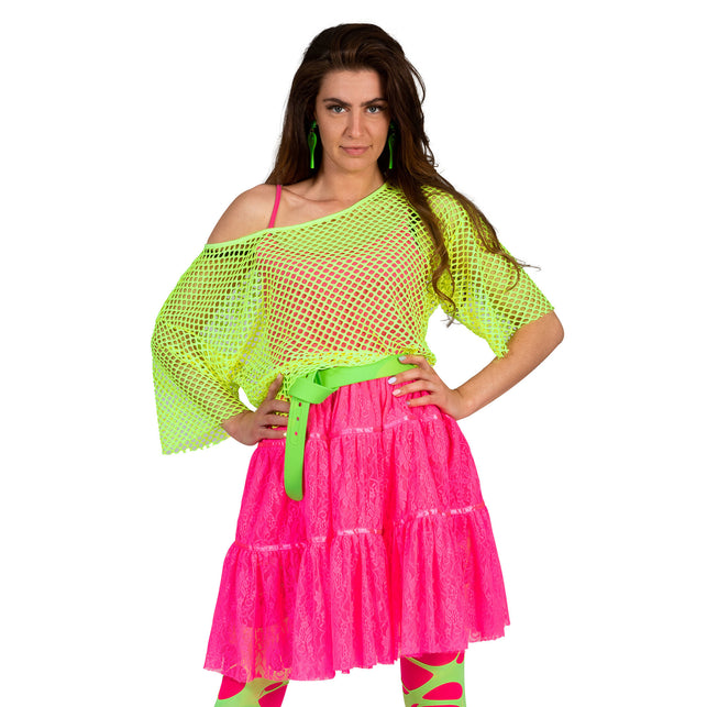 Funny Fashion Visnet shirt Evi in neon groen