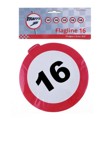 Funny Fashion Vlaggenlijn 16 jaar verkeersborden