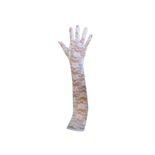 Funny Fashion Witte kanten handschoenen  45cm