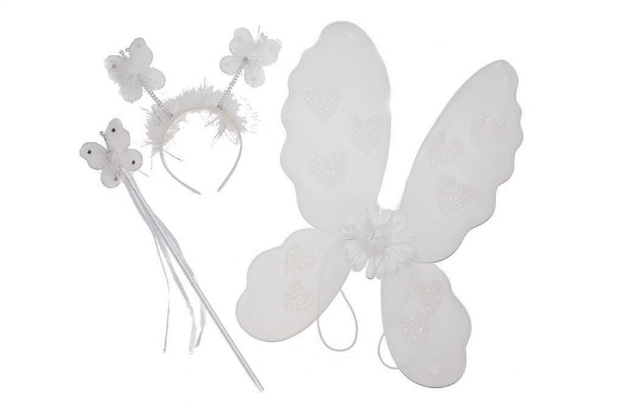 Funny Fashion Witte vlinder verkleed set Minnie 3-delig