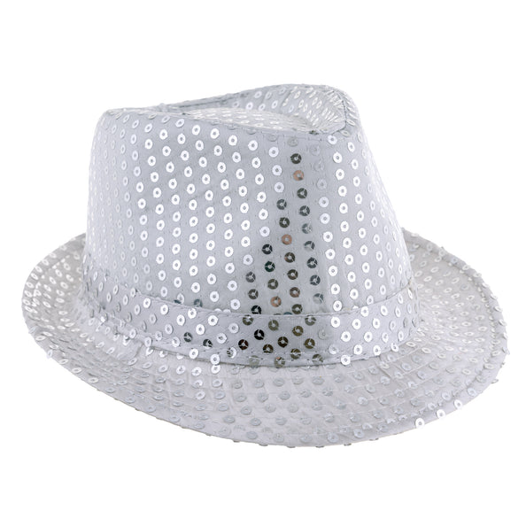 Funny Fashion Zilveren glitterhoed met pailletten