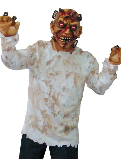 Funny Fashion Zombie kostuum scheermesjes door hoofd