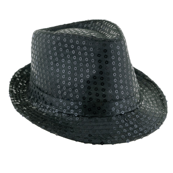 Funny Fashion Zwart glitterhoed met pailletten