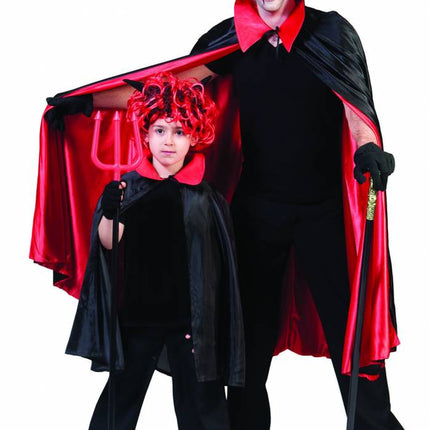Funny Fashion Zwart rode cape dubbelzijdig heren luxe