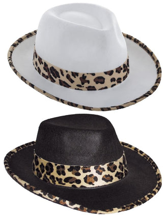 Funny Fashion Zwarte hoed met luipaard print