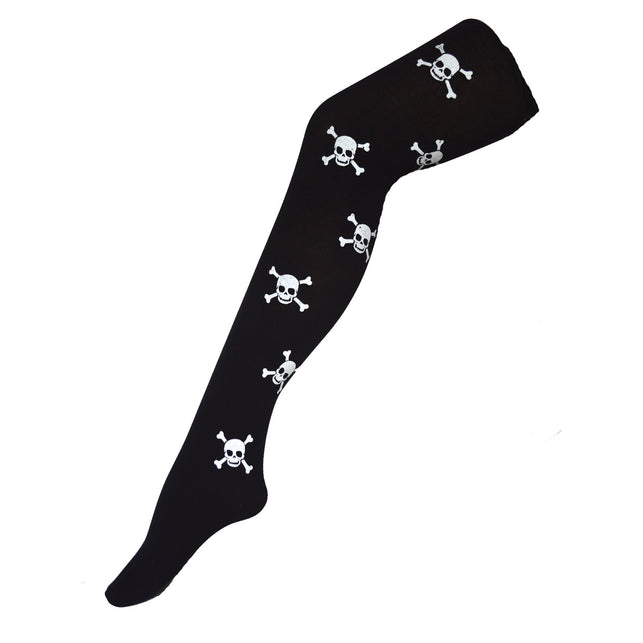 Funny Fashion Zwarte panty met doodskoppen