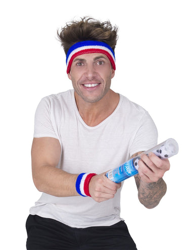 Funny Fashion Zweetbanden set  rood wit blauw