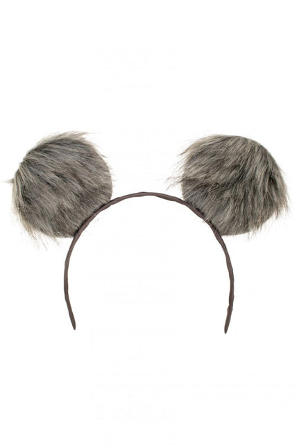 PartyXplosion Diadeem grote pluche oren in grijs
