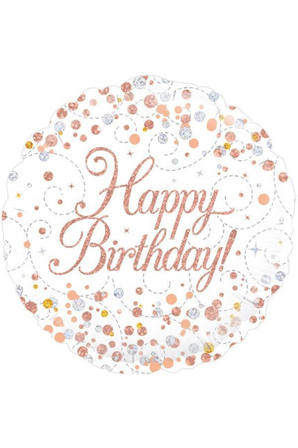 PartyXplosion Folie ballon Happy Birthday design wit 45.7cm