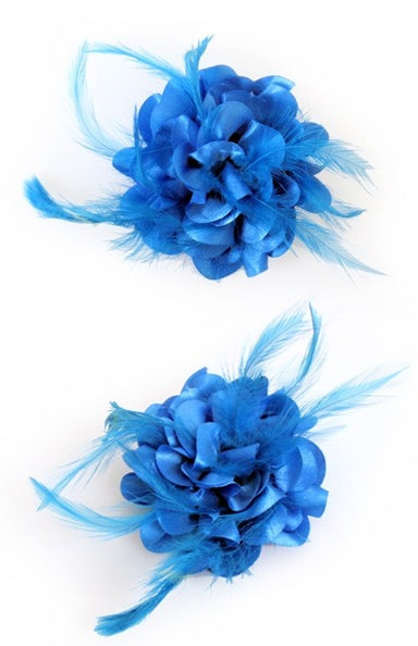 PartyXplosion Haarclip met turquoise zijden bloem