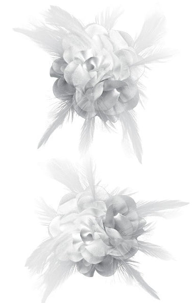 PartyXplosion Haarclip met witte zijden bloem
