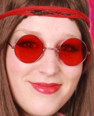 PartyXplosion Hippie bril rode glazen