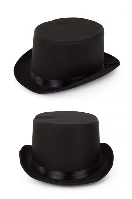 PartyXplosion Hoge hoed satijn de luxe zwart