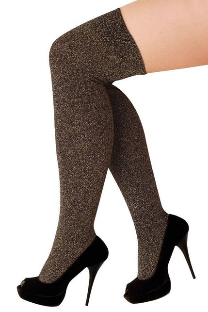 PartyXplosion Hoge kousen lurex goud stretch