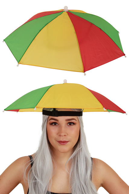 PartyXplosion Hoofd paraplu rood geel groen