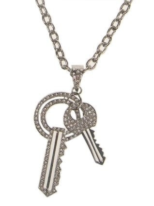 PartyXplosion Ketting + 2 sleutels + strass