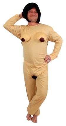 PartyXplosion Naaktpak behaarde vrouw unisex