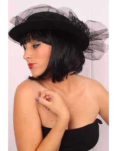 PartyXplosion Ouwe Wievenhoedje zwart met tule