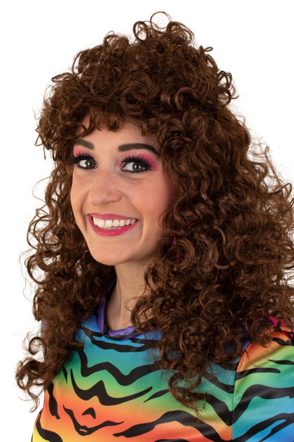 PartyXplosion Pruik Lola lang krullend bruin