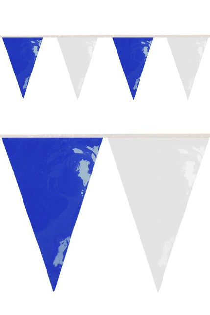 PartyXplosion PVC vlaggenlijn blauw/wit 10 meter